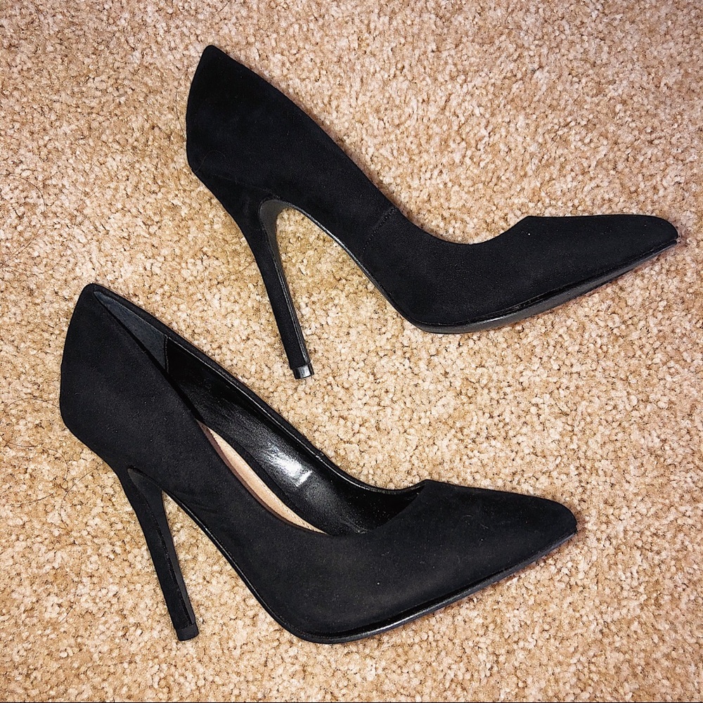 Cathy Jean Black Suede Heels